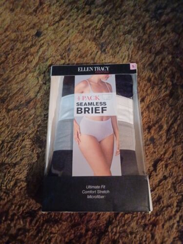 Ellen Tracy Women's SMALL Underwear 4 pack Seamless Full Coverage Briefs Prints
