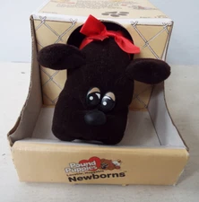 Tonka Pound Puppies Newborns Plush 7807 Dark Brown w/ Red Bow Vtg 1985