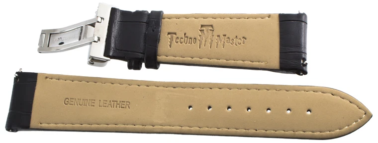 Correa de reloj de cuero negra genuina Techno Master de 24 mm Foto 4 de 4
