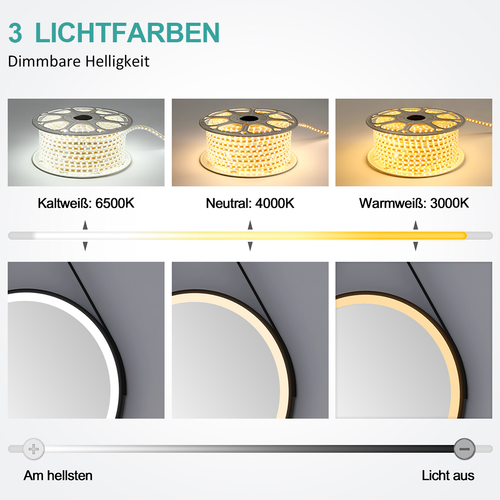 Badspiegel mit LED Beleuchtung Touch Lichtspiegel EMKE Rundspiegel Ø80/70/60 cm - Bild 10 von 19