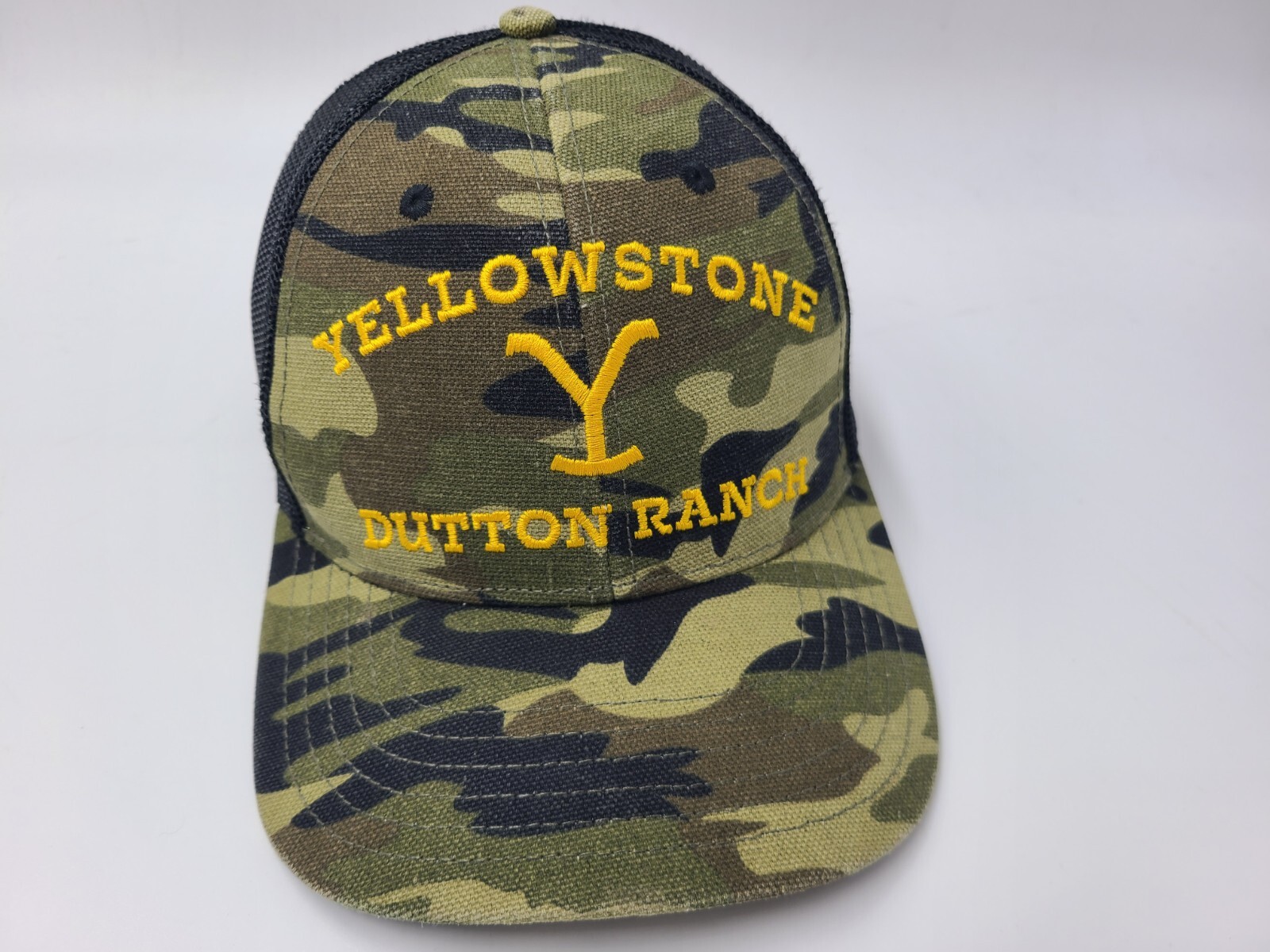 Yellowstone Dutton Ranch Camo Mesh Trucker Snapback Hat Cap Outdoors Green Black