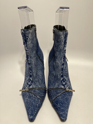 Vtg CHRISTIAN DIOR BY JOHN GALLIANO C.2001 DENIM PRINT BOOTS