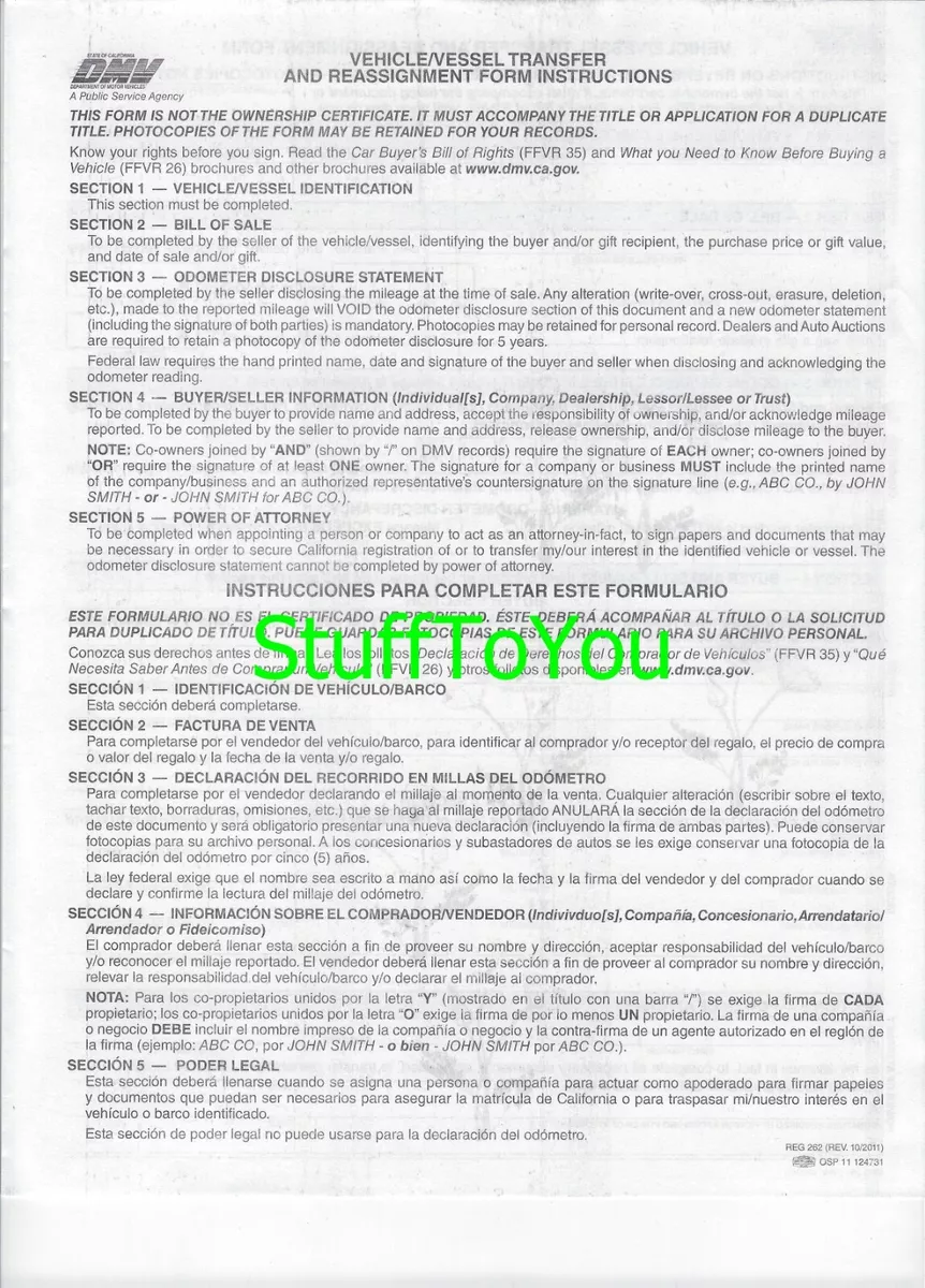 Odometer disclosure statement california deals