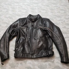Xpert Performance Gear Jacket Mens Small Black Leather Full Zip