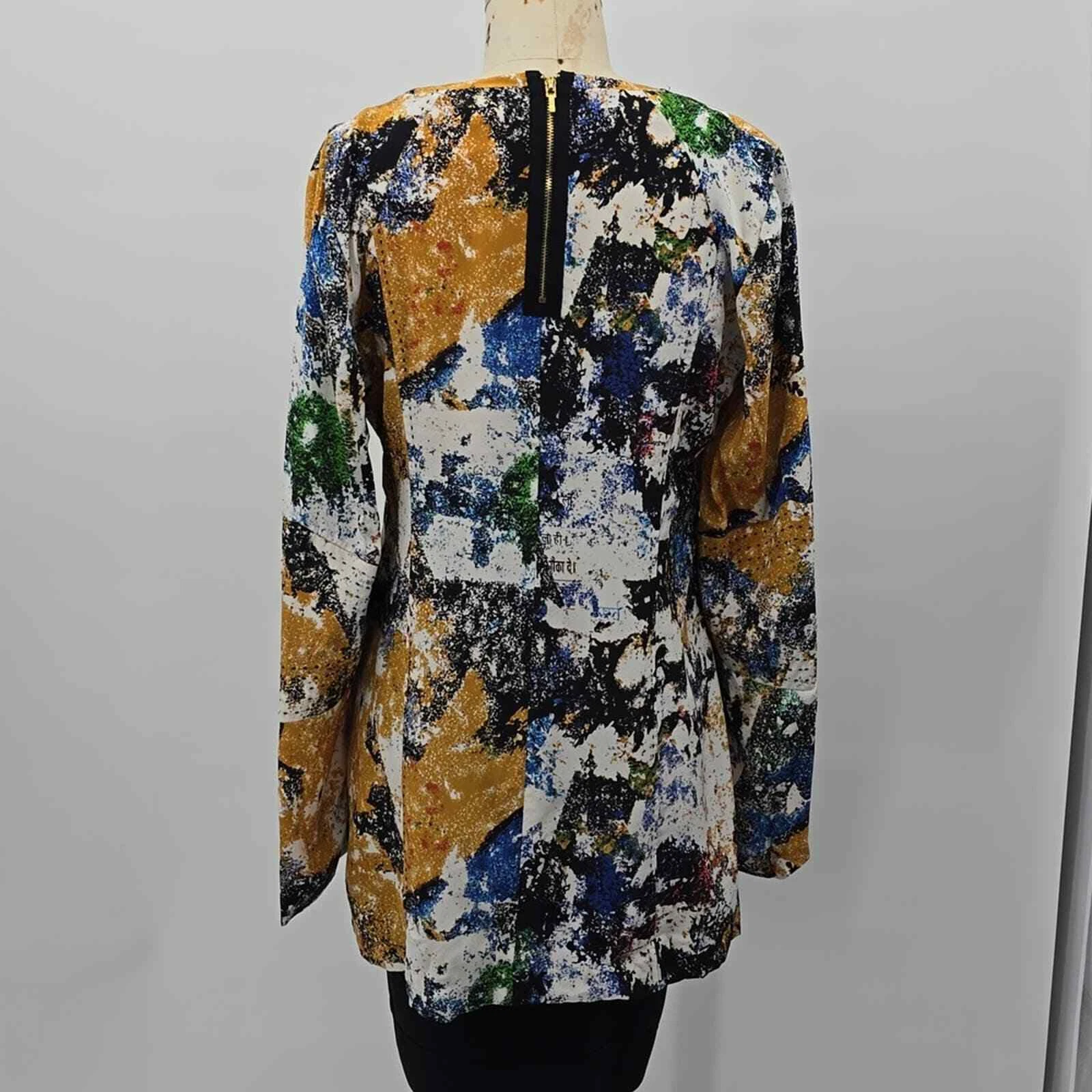 Tunica top da donna Tory Burch 4 Eileen seta di chine punto stampa wally taglia 6