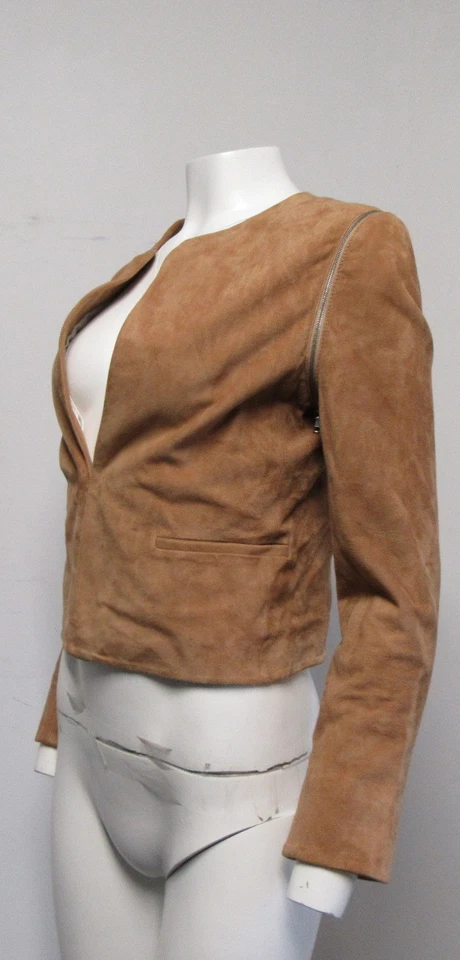 SANDRO Camel convertible suede jacket/vest SZ 2 - Image 3 of 4