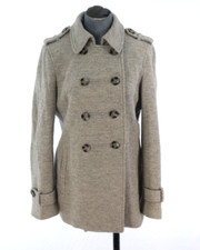 Mint Velvet Coat Grey Double Breasted Wool Classic Collared Minimalist Uk 10