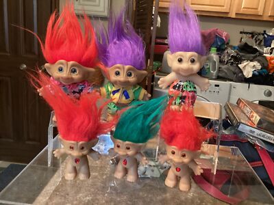 Lot of 7 ACE novelty co trolls multicolor with belly gems | eBay