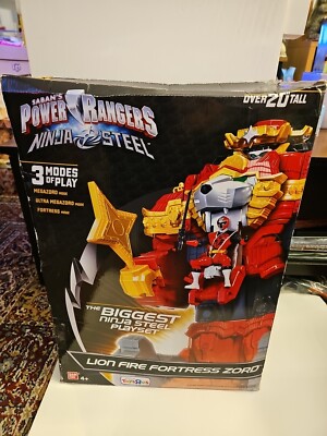 Power Rangers Ninja Steel Lion Fire Fortress Zord 20  Tall 3 in 1 Playset OPEN 