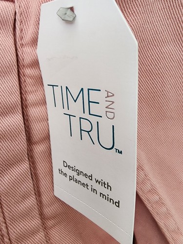 Neu mit Etikett Time and Tru rosa Denim-Jeansjacke für Damen geknöpft XL 16-18 Stretch - Bild 4 von 6