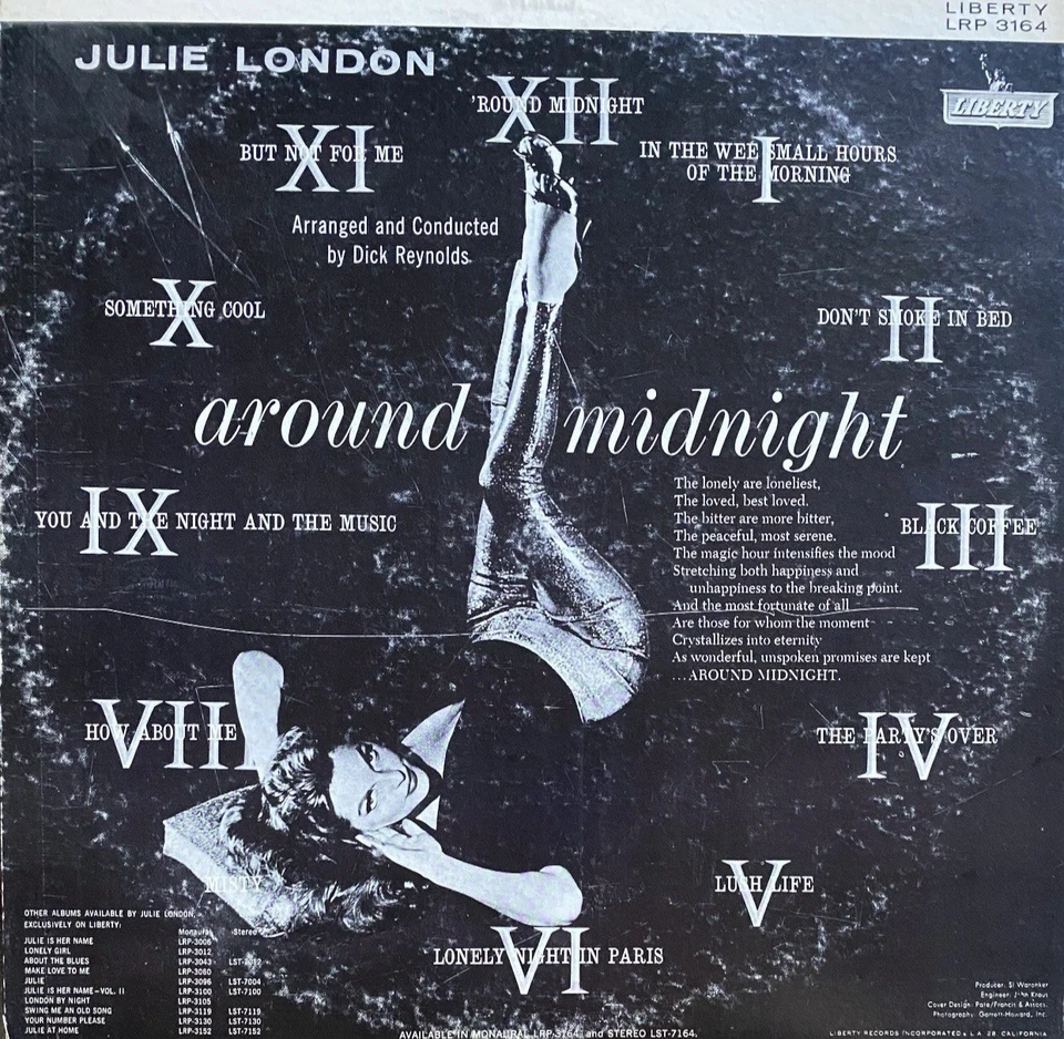 Julie London Around Midnight Vinyl VG+/M - Image 2 of 2