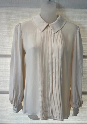 Blusa da poeta Valentino avorio plissettata davanti bottoni posteriori colletto taglia 8 usata in ottime condizioni