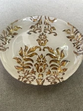 Gold And Ivory Design Plate Dish Gold Bottom Small 6.5 Inches