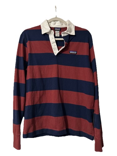 Patagonia Rugby Shirt Herren Small Bio Baumwolle Langarm gestreift