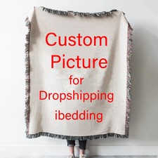 Custom Woven Throw Blanket Personalized Photo Wall Hanging Fringe Blankets Sofa
