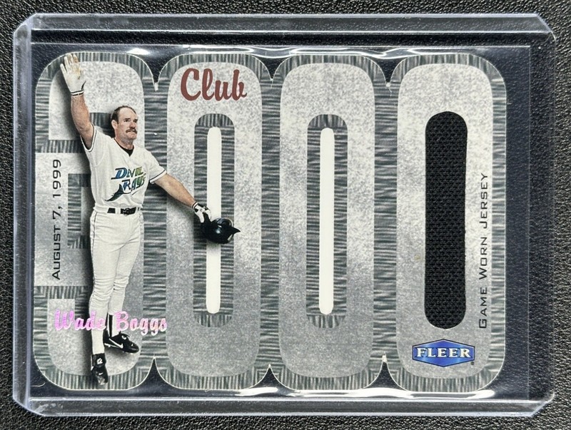 WADE BOGGS 2000 FLEER ULTRA #NNO CLUB 3000 DIE CUT GAME USED JERSEY 111/440
