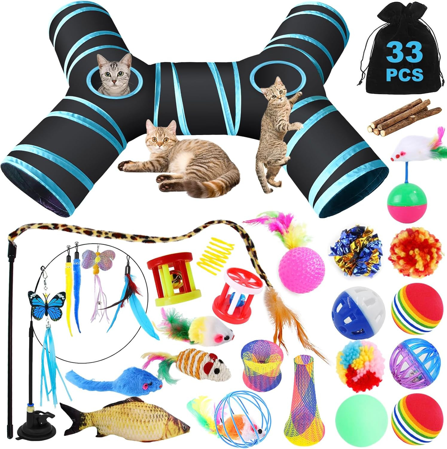 Giochi per Gatti 33 Pcs con Piume - Stimolazione Mentale e Fisica