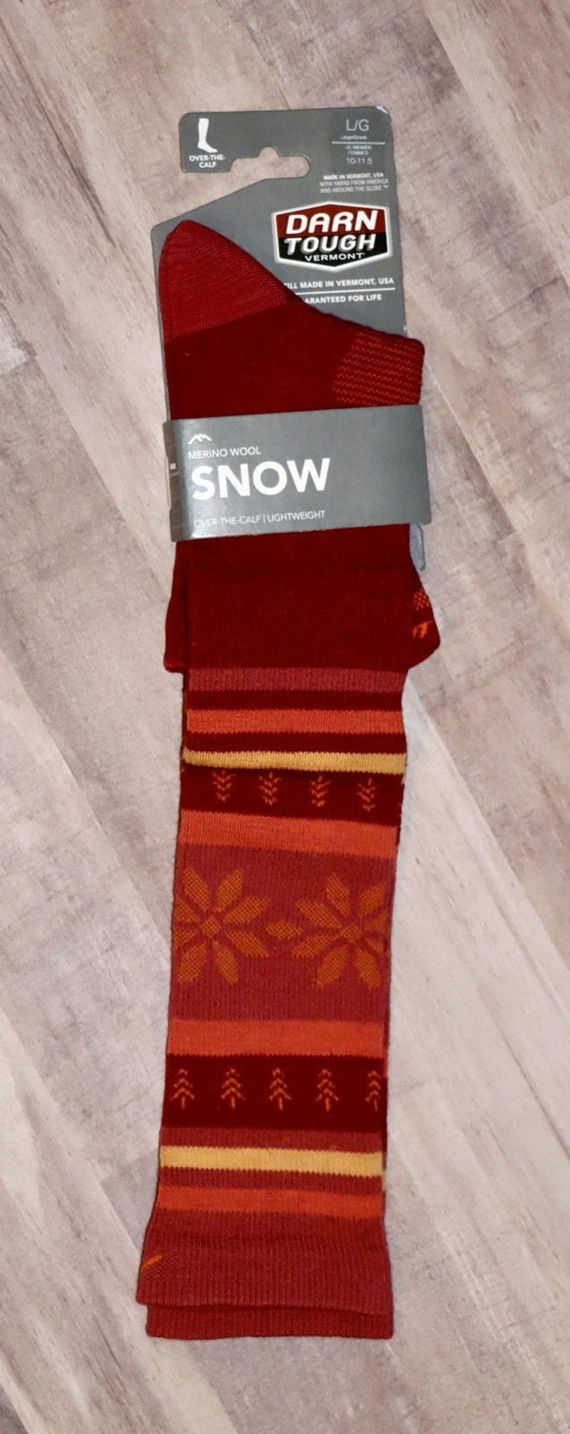 Darn Tough Vermont Wool Snow Over The Calf 8021 Burgundy Size L Wmns 10-11.5