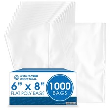 6" X 8" Open-End Flat Clear Poly Bags (1000 Count) - 1.1 Mil Plastic Clear Po...