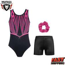 Gymnastics Leotards for Girls With Shorts Sparkly Ballet Dance, 12-13Years