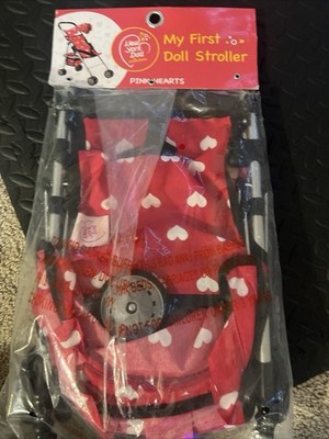 New York Doll My First Doll Stroller With Bottom Basket And Design Pink Hearts
