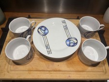 4 CUPS & SIDE PLATES - Table Top Company 'KEPPIE' CHARLES RENNIE MACKINTOSH ROSE
