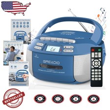 Deluxe Boombox CD Cassette Combo, Bluetooth 5.1, Stereo Sound, AM FM Radio