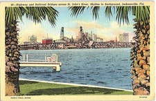 Postcard BRIDGE SCENE Jacksonville Florida FL d/20 AI1528