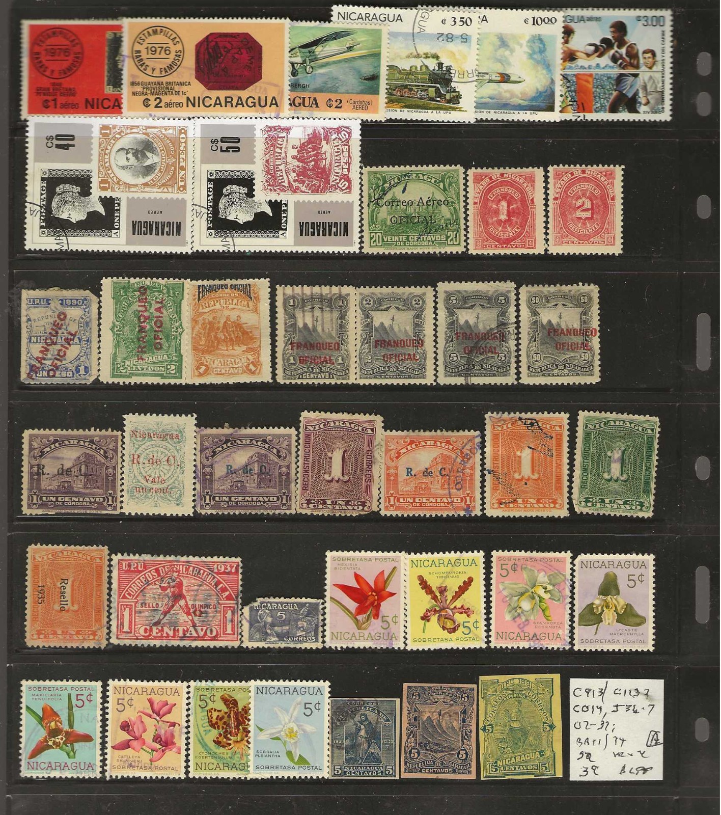 NICARAGUA...Sc #C913/1132; CO14; J36-7; O7/37; RA11/94... M & U...39 Diff