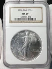 1990 $1 American Eagle 1 oz Silver NGC MS69 Coin