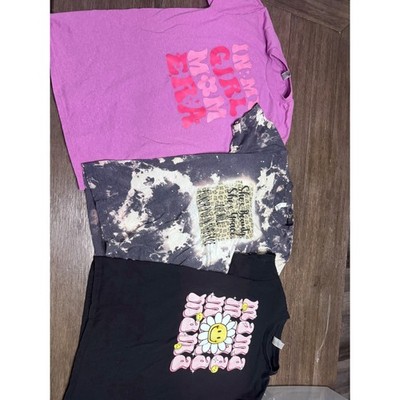 Lot of 3 Mama Graphic T-Shirts Small Girl Mom Era Bleached Tie Dye Daisy Smiley