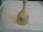 Vintage Fenton Hand Painted/Artist Signed Uranium Glass Bell w/Birds-7" Tall