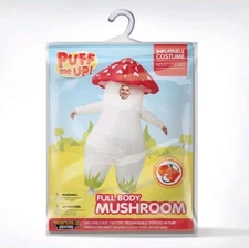 Halloween Inflatable Adult Costume Full Body Mushroom Air Blow-up Suit Deluxe L