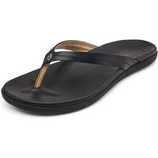 NWB OLUKAI Honu Women's Beach Sandal Black/Black, 7
