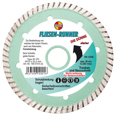 Disc Diamant Trennscheibe SF PD Fliesen Runner Die Dünne 115x22.2mm