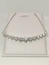 3Ct Lab Created Diamond Round Bar Pendant 14K White Gold plated 18" Free Chain