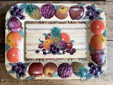Grand Plateau de Service Vintage à Motifs Fruits