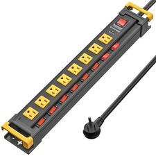 8-Outlet Heavy Duty Metal Surge Protector Power Strip with 6 Ft Cord (15A/1875W)