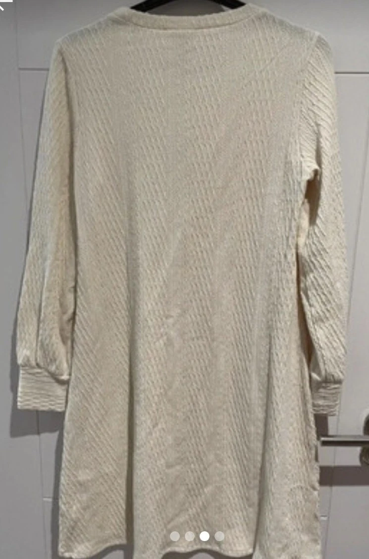 OFF WHITE ABITO NUOVO CON ETICHETTE ADRIANNA PAPELL BIANCO SPORCO MAGLIONE CAVO ELASTICIZZATO TAGLIA 10 12