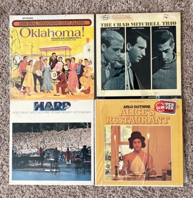 Lot of 4 Vinyls: Arlo Guthrie, Oklahoma!, Harp Pete Seeger Ronnie Gilbert