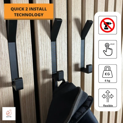 Quick2Install Maxi - Haken Akustik Paneel Haken | 14mm | Kein Bohren | Garderobe - Bild 1 von 4