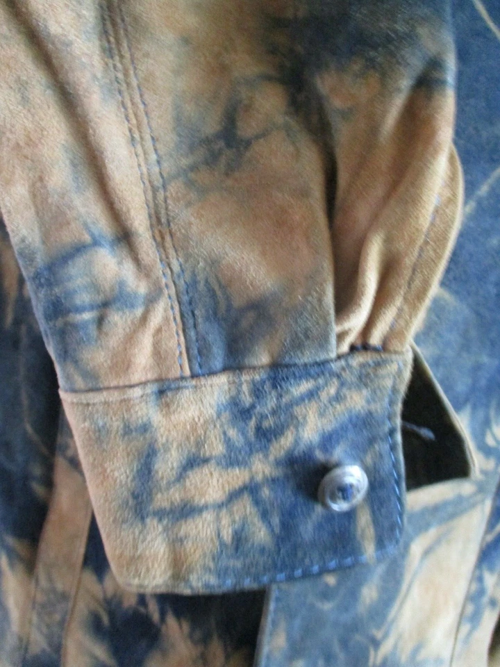 Eric Ross Beverly Hills Vintage Años 70 Negro Blanqueador Mancha Gamuza Rock Chaqueta Grande Foto 3 de 4