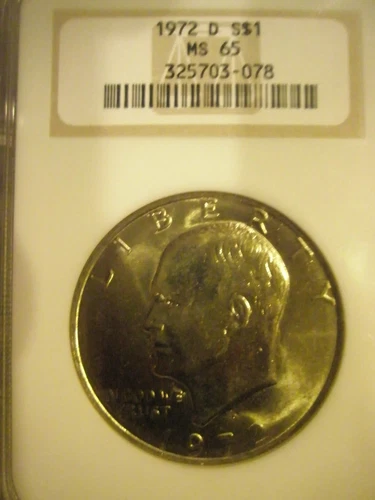 1972-D EISENHOWER IKE DOLLAR $1 NGC CERTIFIED MS 65 MINT STATE UNC