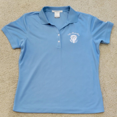 NIKEGolf Dri-Fit SS Polo Shirt   Ladies Sz L,  Air Force One  Logo, Lt Blue  LNC
