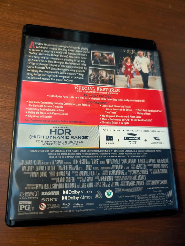 ANNIE (1982) (4K UHD and Blu-ray) with Slipcover - Image 4 of 4
