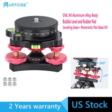 CNC Aluminum Alloy Leveling Base Tripod Head Panoramic Pan Base Kit Lever Stand