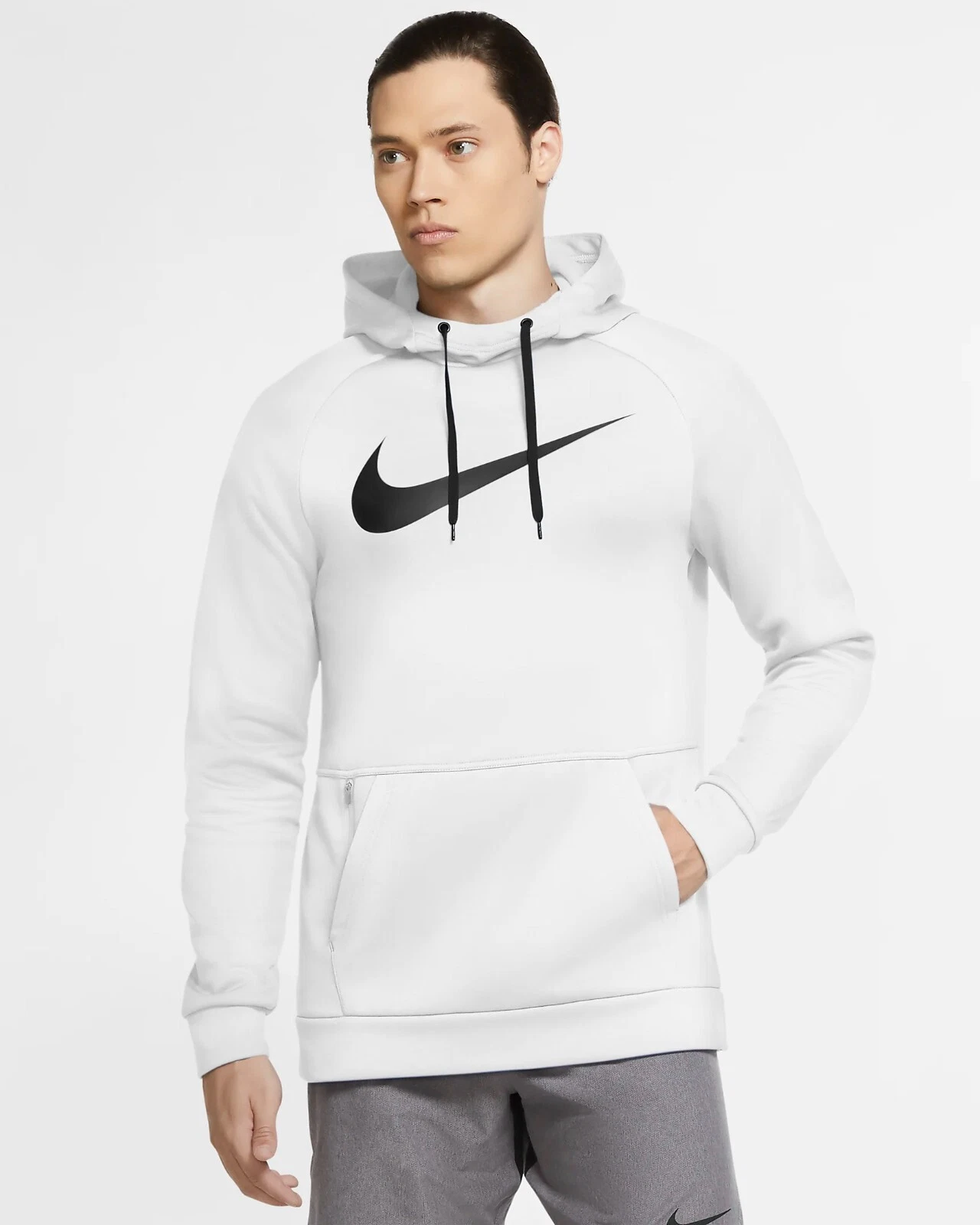 NEW MEN’S NIKE THERMA-FIT PULLOVER HOODIE SWEATSHIRT! IN WHITE AND BLACK!