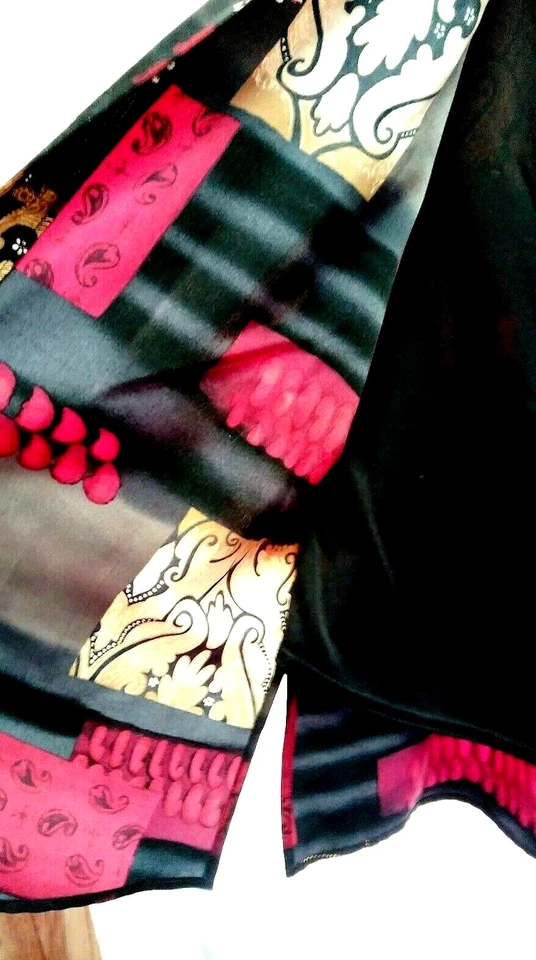 NUEVA BLUSA DE COLECCIÓN DRESSBARN NEGRA FLORAL PAISLEY MANGA LARGA LOOK EN CAPAS 14/16 XL Foto 4 de 4