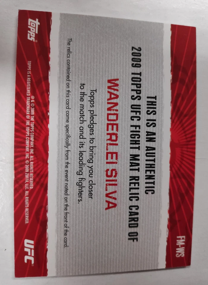 Wanderlei silva 2009 Topps UFC Authentic Fight Mat Relic FM-WS - Image 2 of 2