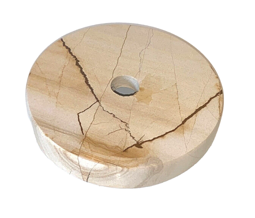 NUOVO-VECCHIO STOCK: 4 "Round Teakwood Marble Lamp Base o Step w / o wireway lamp part - Foto 2 di 5